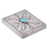 Navajo Silver Cigarette Case with Turquoise