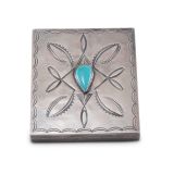 Navajo Silver Cigarette Case with Turquoise