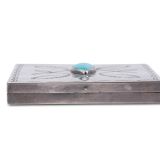 Navajo Silver Cigarette Case with Turquoise