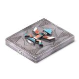 Navajo Silver Cigarette Case with Zuni Knifewing Man