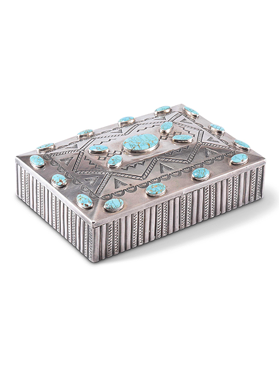Navajo Silver Box with #8 Turquoise