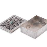 Victor Coochwytewa Silver Box with Turquoise