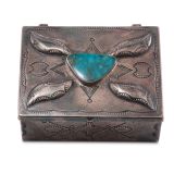 Navajo Silver Box with Blue Gem Turquoise