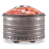 Navajo Silver Cylinder with Inlaid Shell Lid