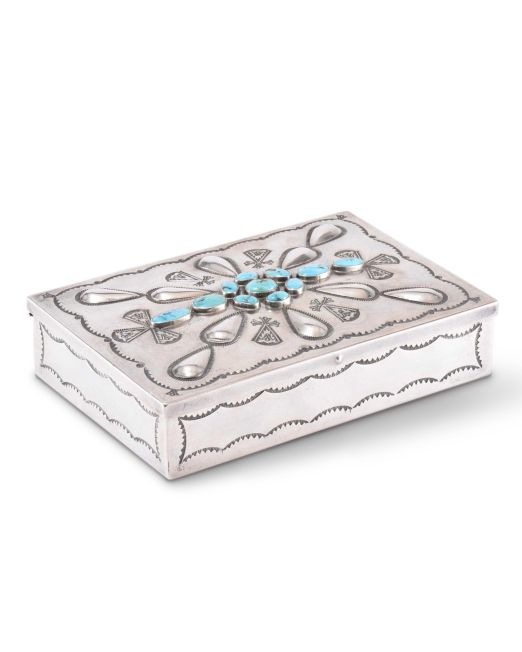 Kenneth Begay Silver Box with Turquoise