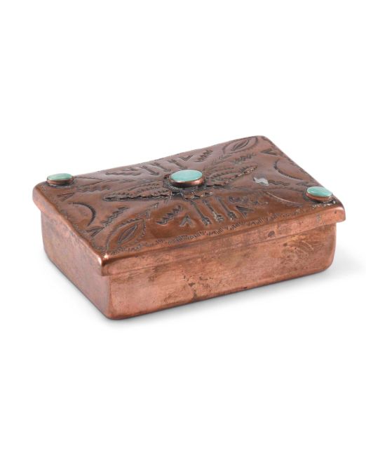 Navajo Copper Box with Turquoise