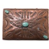 Navajo Copper Box with Turquoise