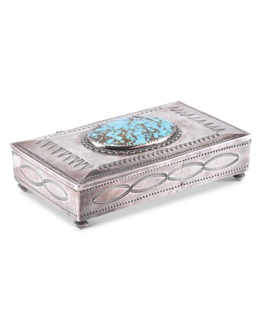 Navajo Silver Box with #8 Turquoise