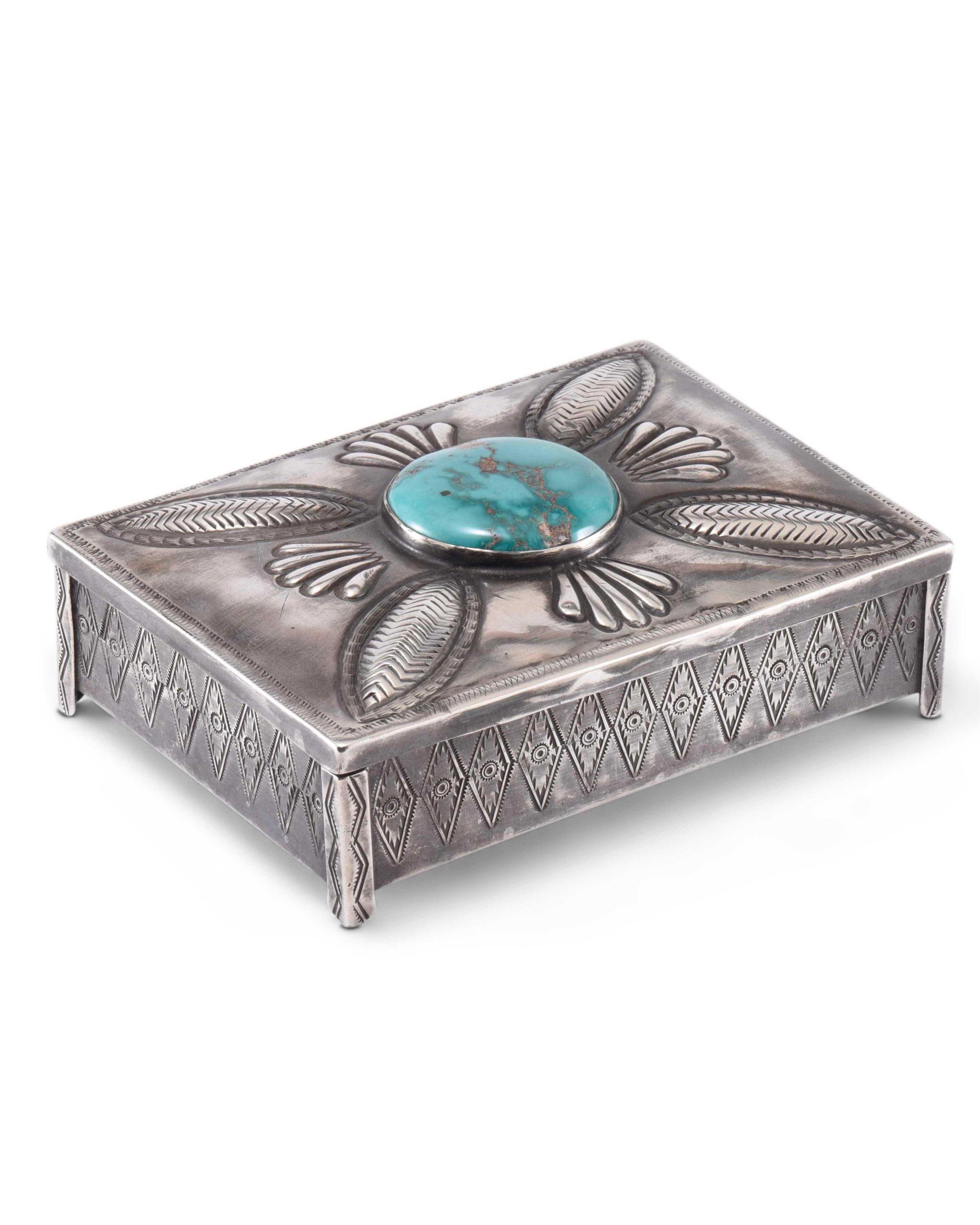 Navajo Silver Box with Turquoise