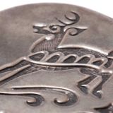 Hopi Copper Cylinder with Silver Overlay Deer on Lid
