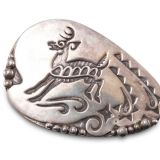 Hopi Copper Cylinder with Silver Overlay Deer on Lid