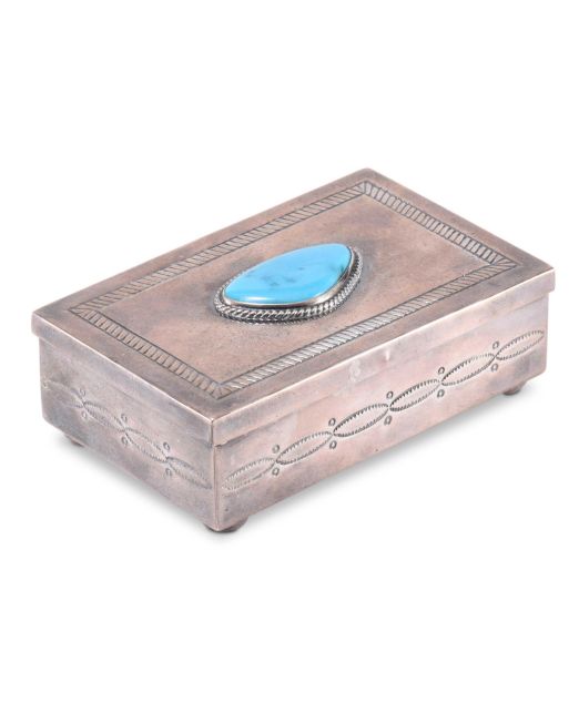 Navajo Silver Box with Turquoise