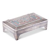Frank Vacit and Roger Skeet Sr Silver Box with Inlaid Ye’ii Rug Design