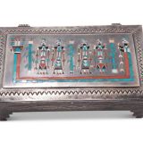 Frank Vacit and Roger Skeet Sr Silver Box with Inlaid Ye’ii Rug Design