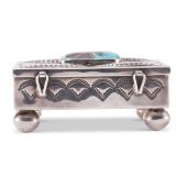Navajo Silver Box with Turquoise
