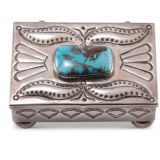 Navajo Silver Box with Turquoise