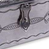 Navajo Silver Box with Zuni Turquoise Carved Leaf