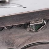 Navajo Silver Box with #8 Turquoise and Moth Stamp Detail