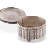 John Leekity Silver Cylinder with Mosaic Knifewing Man