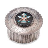 John Leekity Silver Cylinder with Mosaic Knifewing Man