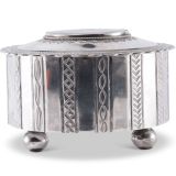 John Leekity Silver Cylinder with Mosaic Knifewing Man