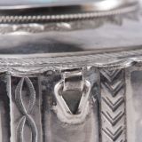 John Leekity Silver Cylinder with Mosaic Knifewing Man