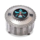 John Leekity Silver Cylinder with Mosaic Knifewing Man