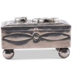 Navajo Silver Box with Zuni Inlaid Sun and Moon