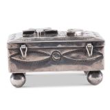 Navajo Silver Box with Zuni Inlaid Sun and Moon