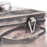 Navajo Silver Box with Zuni Inlaid Sun and Moon