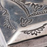 Navajo Silver Box with Zuni Inlaid Sun and Moon