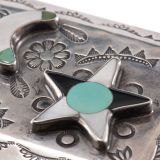 Navajo Silver Box with Zuni Inlaid Sun and Moon