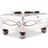 Navajo Silver Box with Zuni Inlaid Sun and Moon