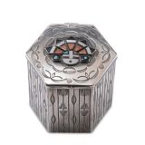 Navajo Silver Box with Zuni Inlaid Katsina Face
