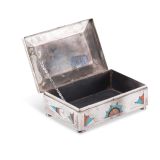 Navajo Silver Box with Zuni Inlaid Eagle Dancers