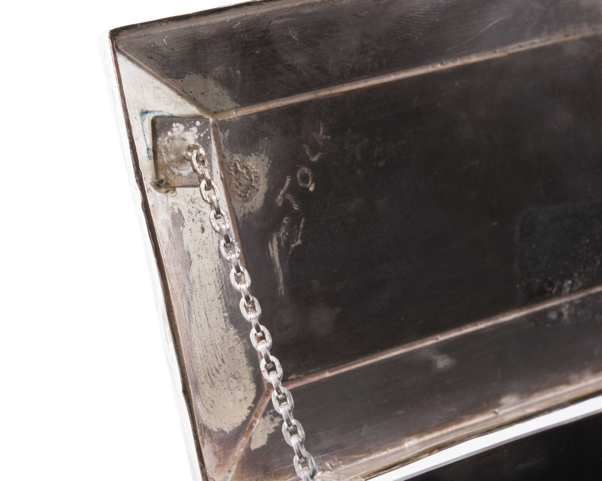 Navajo Silver Box with Zuni Inlaid Eagle Dancers
