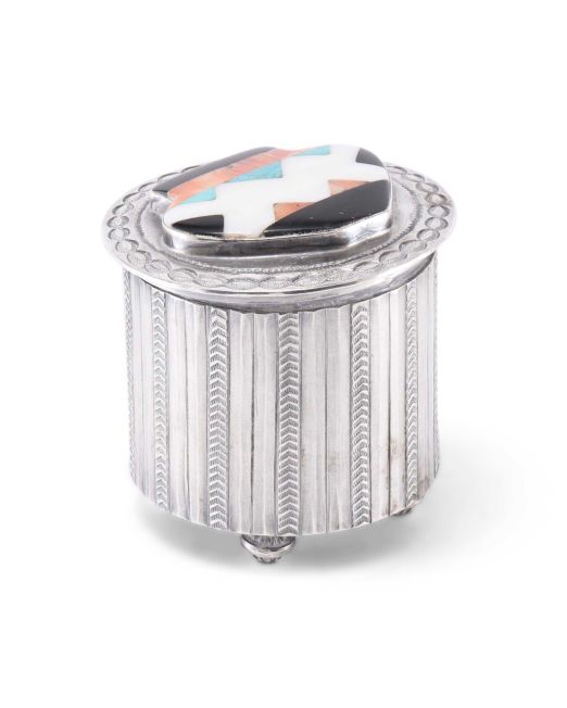 Harry Morgan Silver Box with Repurposed Zuni Pin Top