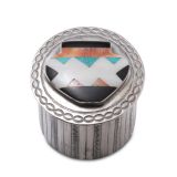 Harry Morgan Silver Box with Repurposed Zuni Pin Top