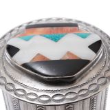 Harry Morgan Silver Box with Repurposed Zuni Pin Top
