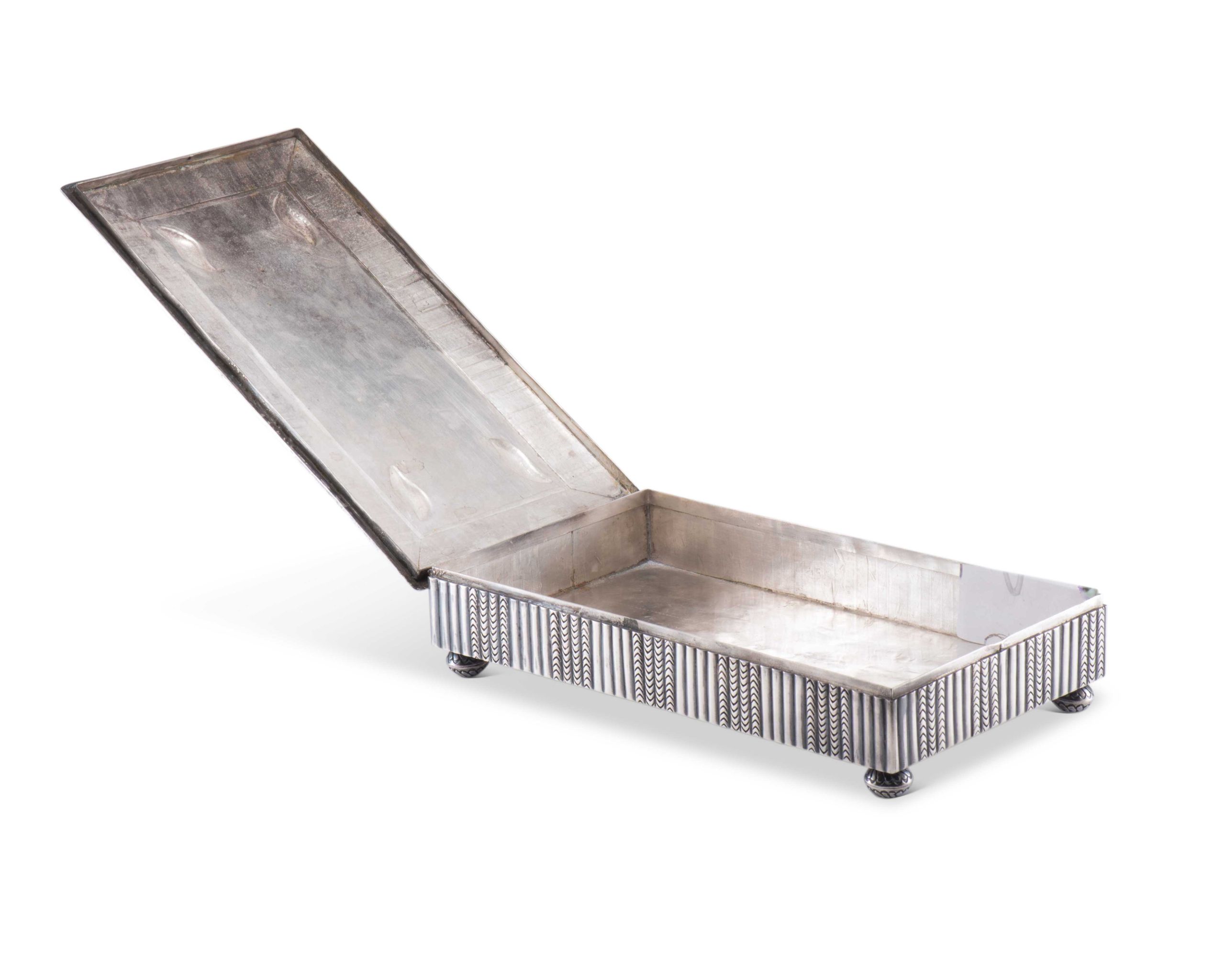 Daisy Healing Nampeyo Silver Box with Inlaid Zuni Olla Carrier