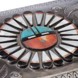 Large Navajo Silver Box with Inlaid Sun Face