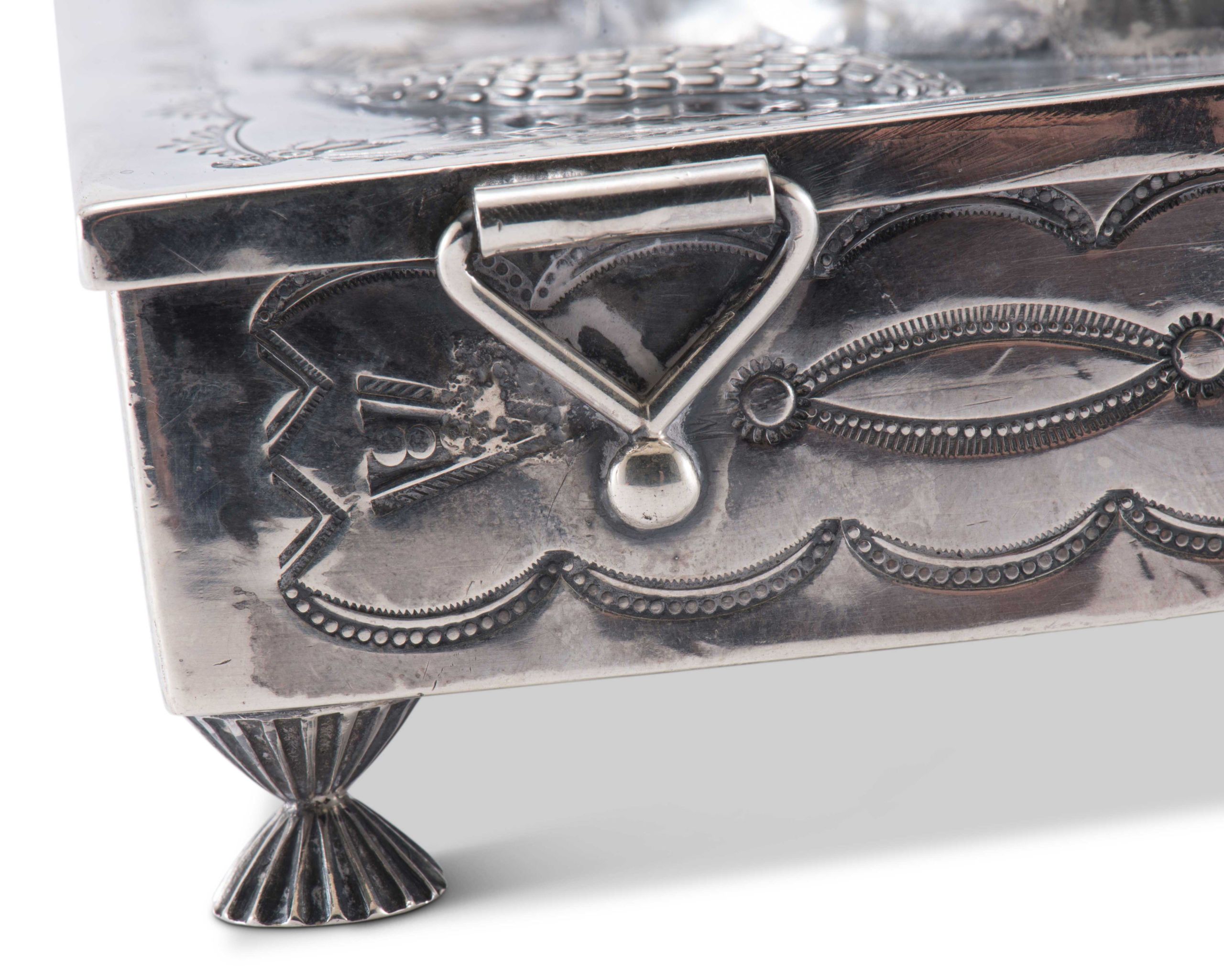 Navajo Silver Box with Spiny Oyster Shell and Turquoise
