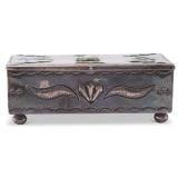 Navajo Silver Box with Zuni Inlay