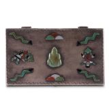 Navajo Silver Box with Zuni Inlay