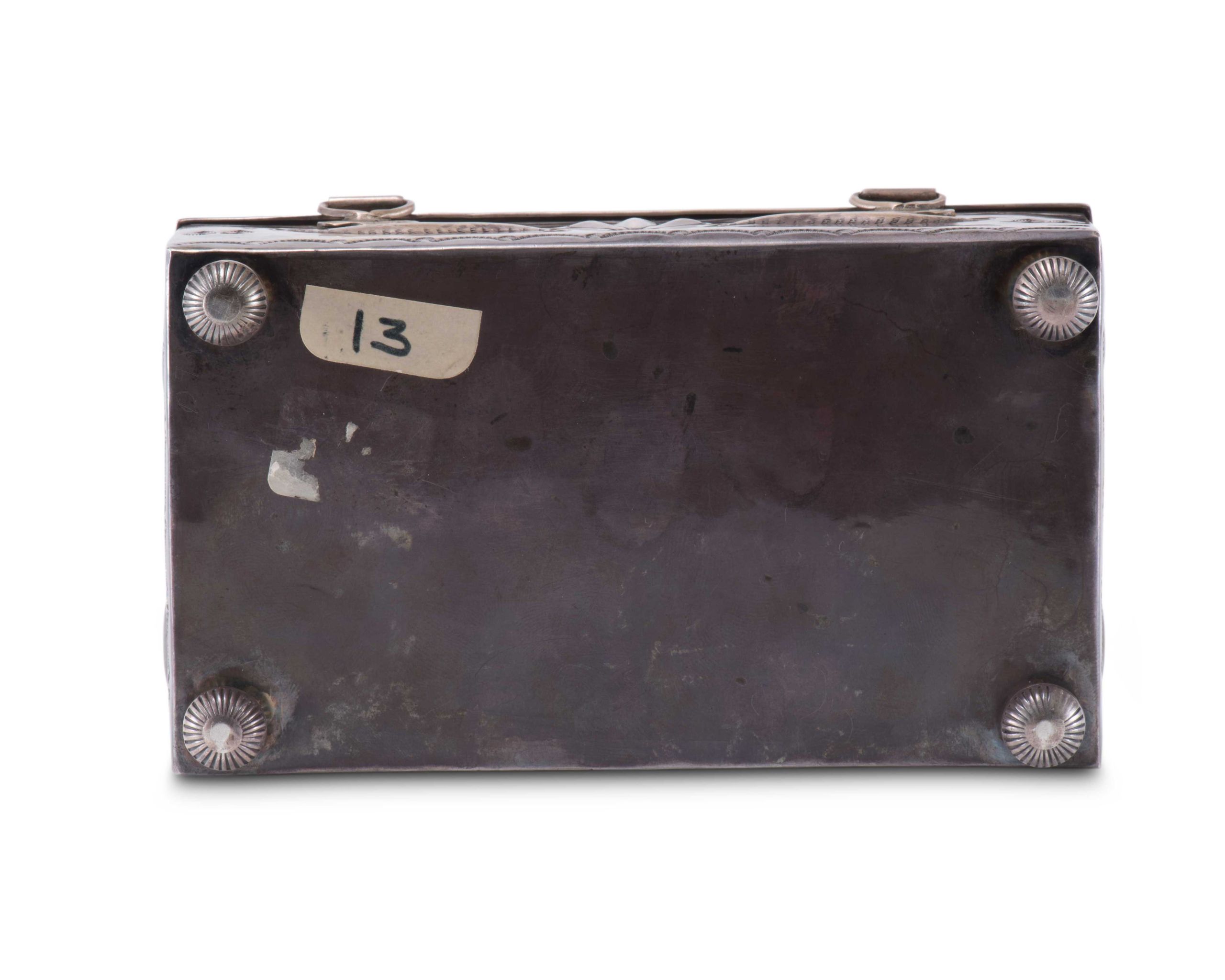 Navajo Silver Box with Zuni Inlay