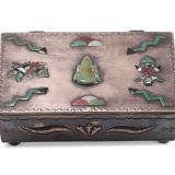 Navajo Silver Box with Zuni Inlay