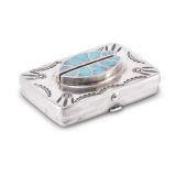 Small Navajo Silver Box with Zuni Turquoise Inlay