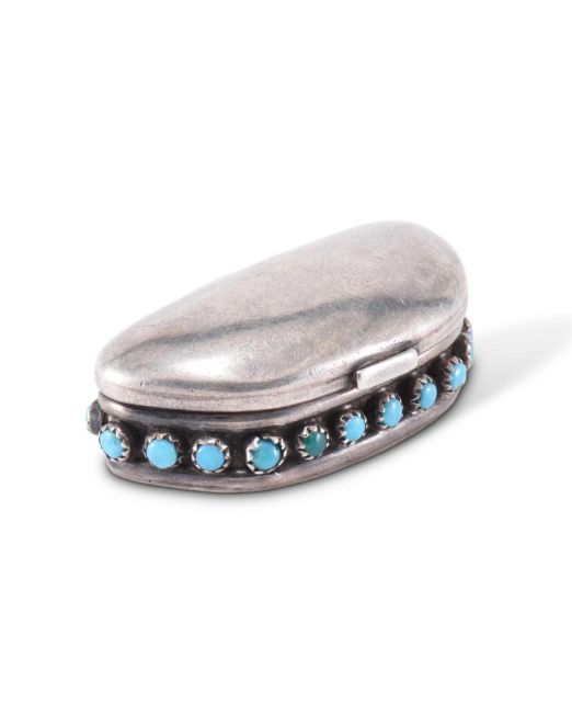 Frank Patania Sr. Small Silver Box with Turquoise