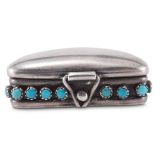 Frank Patania Sr. Small Silver Box with Turquoise