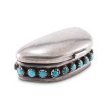 Frank Patania Sr. Small Silver Box with Turquoise